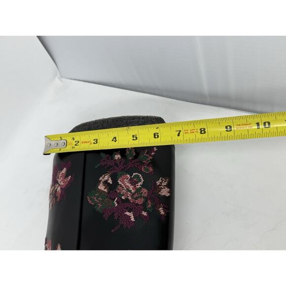 Tory Burch square toe 20MM Knee boot embroidered black leather 7.5 - Picture 10 of 12